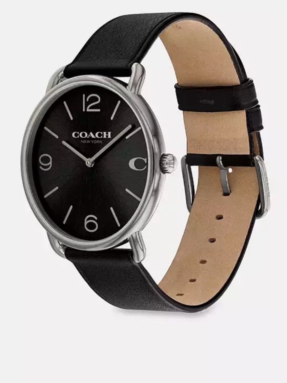 COACH New York Men's Black Leather Strap Watch